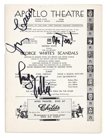 (ENTERTAINERS.) Group of 6 items, each Signed by a theatrical performer or songwriter.